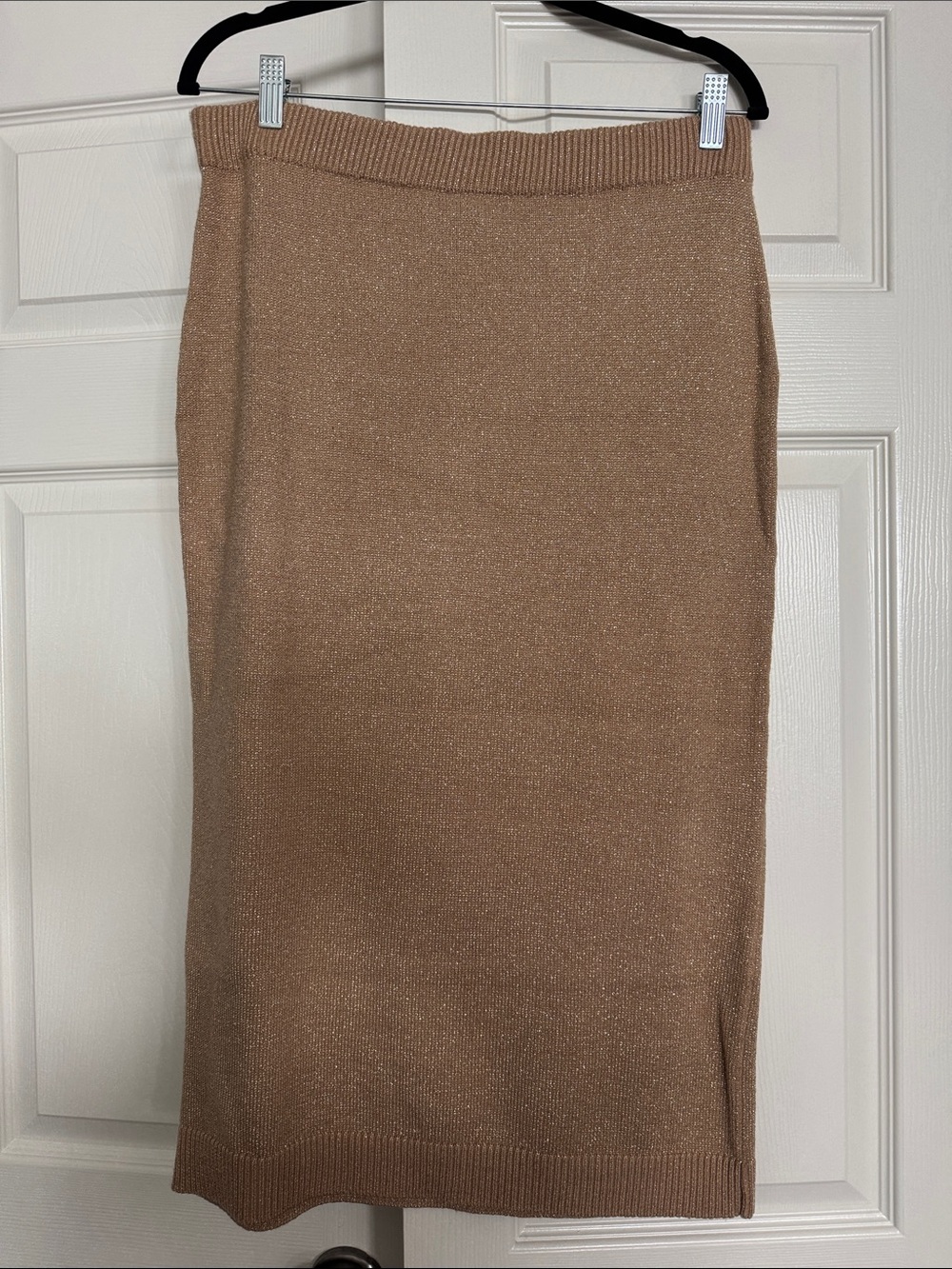 Ann Taylor Shimmery Camel sweater Knit Pencil Skirt